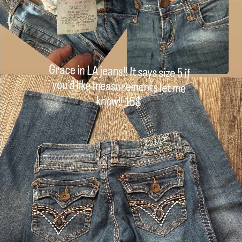 Grace in LA Women's Embellished Blue Boot Cut Jeans